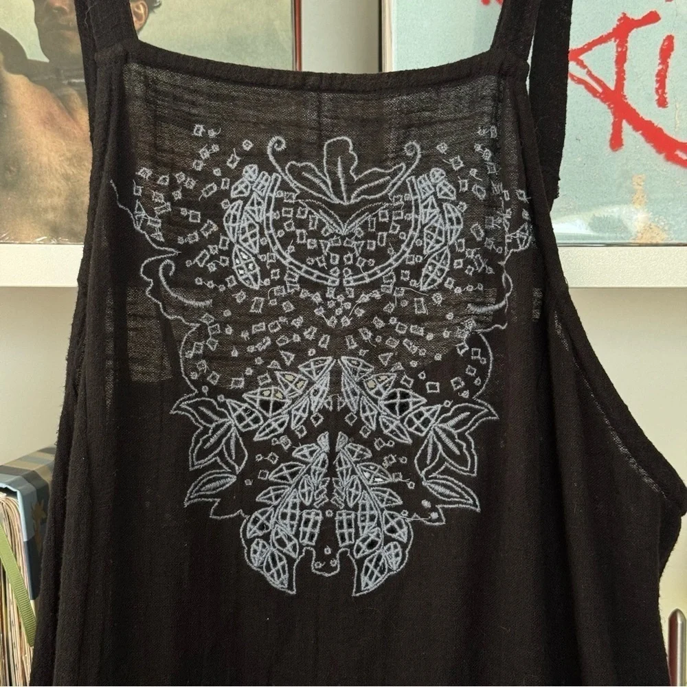 FREE PEOPLE Black Tulum Cutwork Slip Mini Dress Embroidered Sleeveless